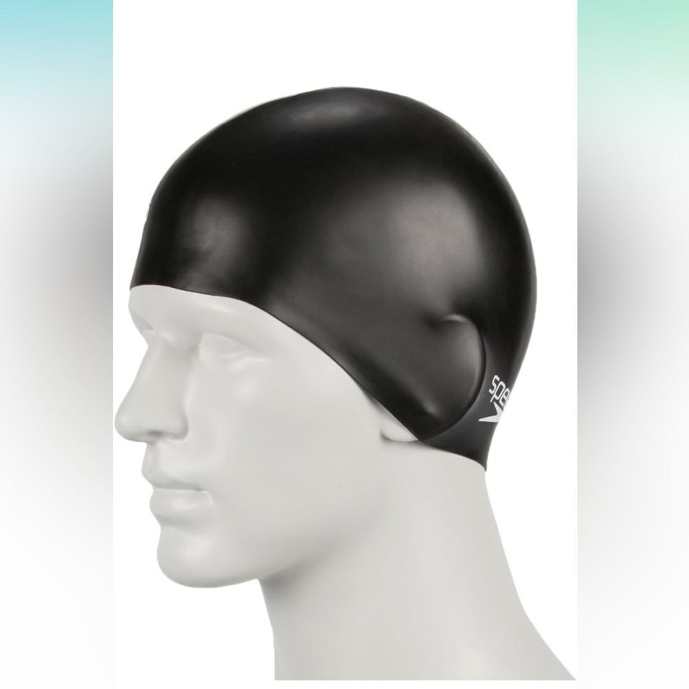 New without Tags Speedo Plain Moulded Silicon‎ Swim Cap for Juniors Black